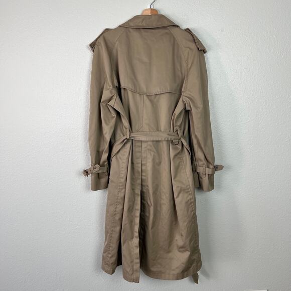 Hill and Archer for Men Vintage Size 42R Double Breasted Long Trench Coat Khaki - Picture 13 of 15
